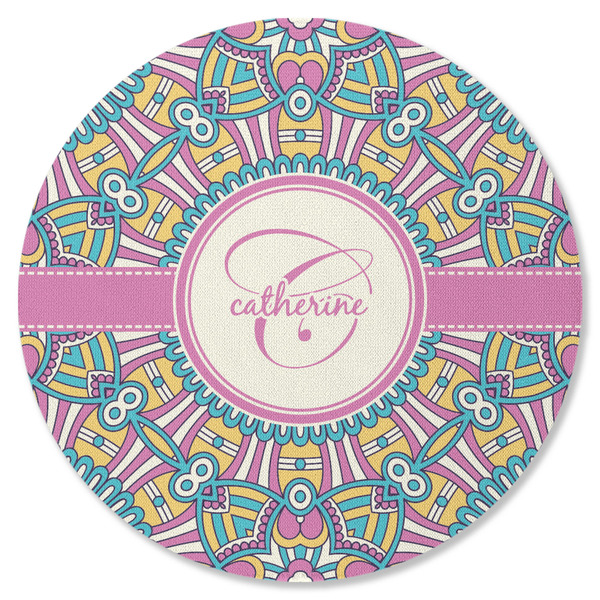 Custom Bohemian Art Round Rubber Backed Coaster (Personalized)