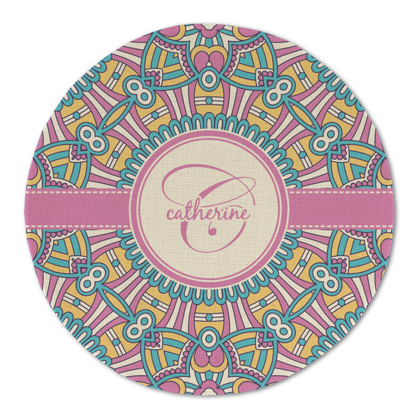 Bohemian Art Round Linen Placemats - FRONT (Double Sided)