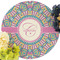 Bohemian Art Round Linen Placemats - Front (w flowers)