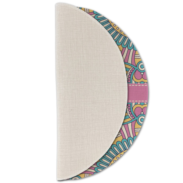 Bohemian Art Round Linen Placemats - HALF FOLDED (single sided)