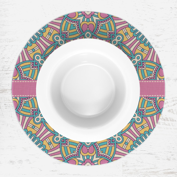 Bohemian Art Round Linen Placemats - LIFESTYLE (single)