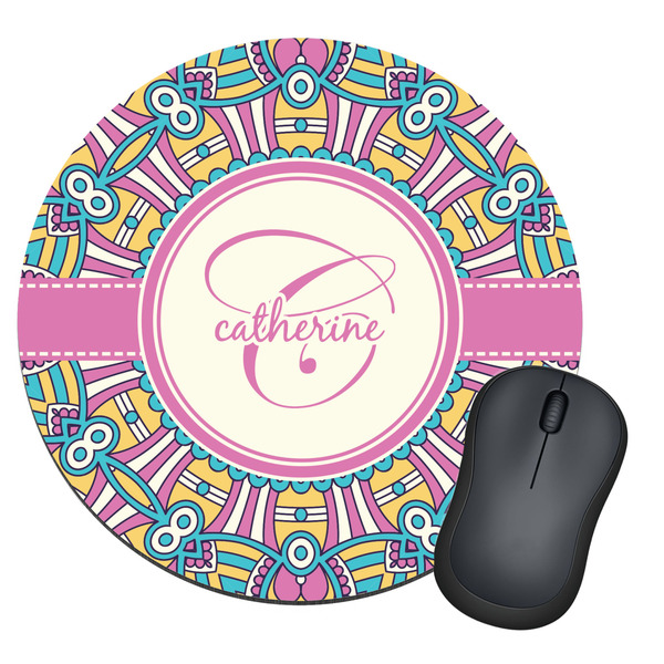 Custom Bohemian Art Round Mouse Pad (Personalized)