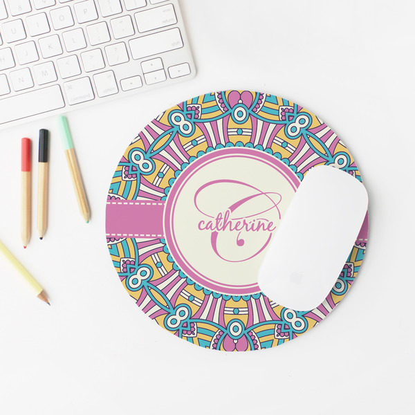 Bohemian Art Round Mousepad - LIFESTYLE 2