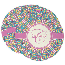 Bohemian Art Round Paper Coasters w/ Name and Initial