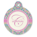 Bohemian Art Round Pet ID Tag (Personalized)