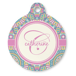 Bohemian Art Round Pet ID Tag - Large (Personalized)