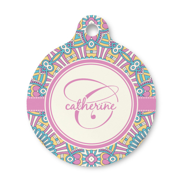 Custom Bohemian Art Round Pet ID Tag - Small (Personalized)