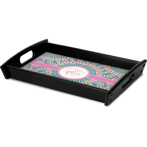 Bohemian Art Serving Tray Black - Corner