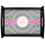 Bohemian Art Black Wooden Tray - Large (Personalized)