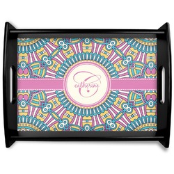 Bohemian Art Black Wooden Tray - Large (Personalized)