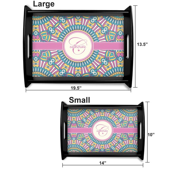 Bohemian Art Serving Tray Black Sizes