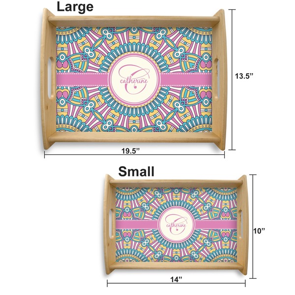 Bohemian Art Serving Tray Wood Sizes