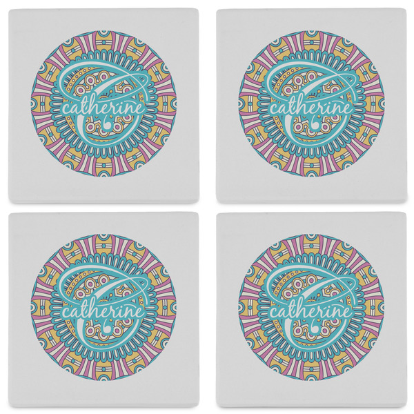 Bohemian Art Set of 4 Sandstone Coasters - See All 4 View