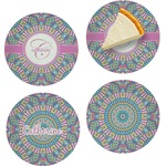 Bohemian Art Set of 4 Glass Appetizer / Dessert Plate 8" (Personalized)