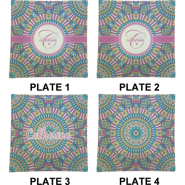 Bohemian Art Set of Square Dinner Plates (Approval)