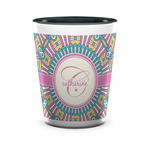 Bohemian Art Ceramic Shot Glass - 1.5 oz - Two Tone - Set of 4 (Personalized)
