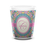 Bohemian Art Ceramic Shot Glass - 1.5 oz - White - Set of 4 (Personalized)