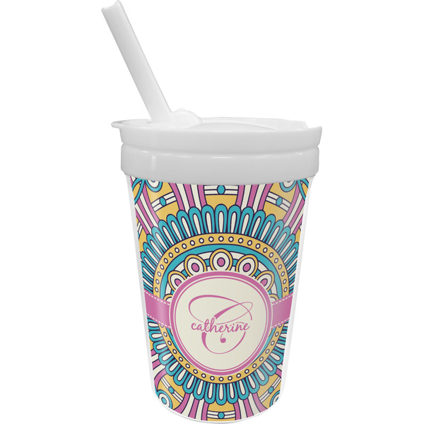 Custom Bohemian Art Sippy Cup with Straw (Personalized)