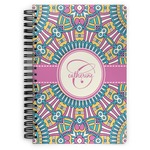 Bohemian Art Spiral Notebook - 7x10 w/ Name and Initial