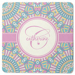 Bohemian Art Square Rubber Backed Coaster (Personalized)