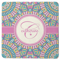Bohemian Art Square Rubber Backed Coaster (Personalized)