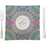 Bohemian Art 9.5" Glass Square Lunch / Dinner Plate- Single or Set of 4 (Personalized)