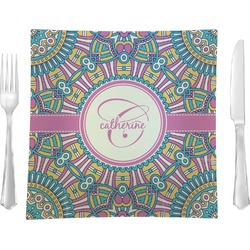 Bohemian Art Glass Square Lunch / Dinner Plate 9.5" (Personalized)