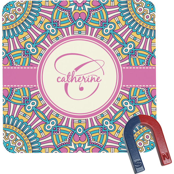 Custom Bohemian Art Square Fridge Magnet (Personalized)