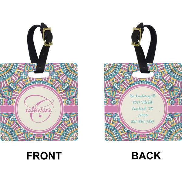 Bohemian Art Square Luggage Tag (Front + Back)