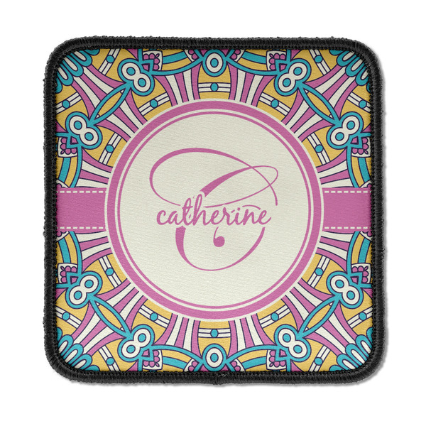 Custom Bohemian Art Iron On Square Patch w/ Name and Initial
