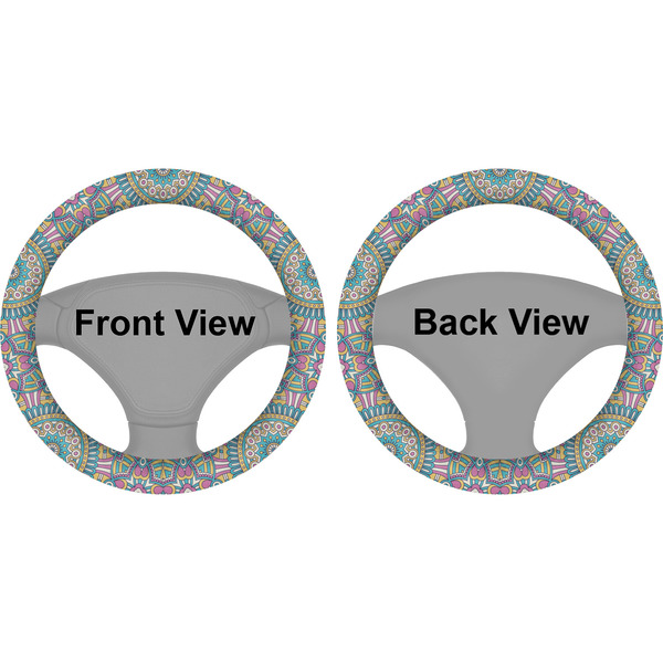 Bohemian Art Steering Wheel Cover- Front and Back