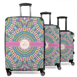 Bohemian Art 3 Piece Luggage Set - 20" Carry On, 24" Medium Checked, 28" Large Checked (Personalized)