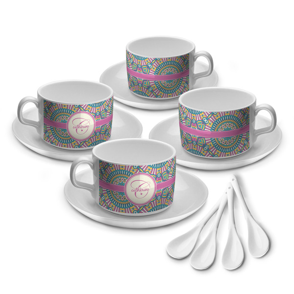 Custom Bohemian Art Tea Cup - Set of 4 (Personalized)