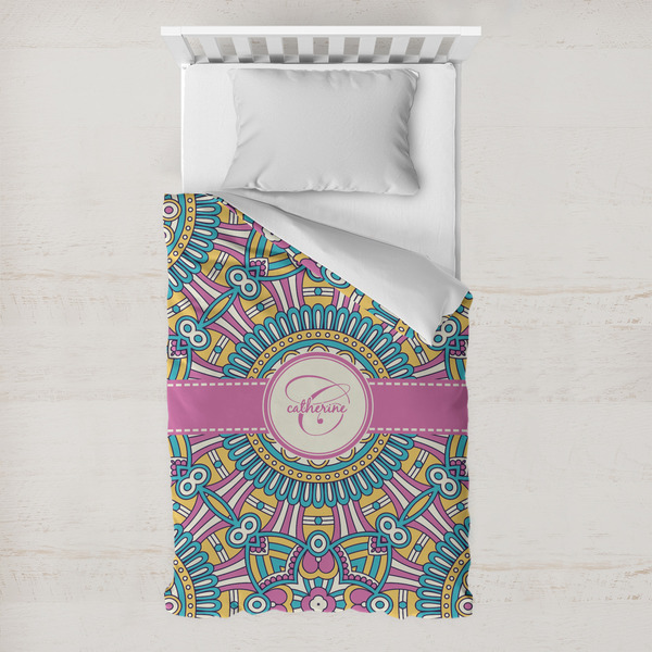 Custom Bohemian Art Toddler Duvet Cover w/ Name and Initial