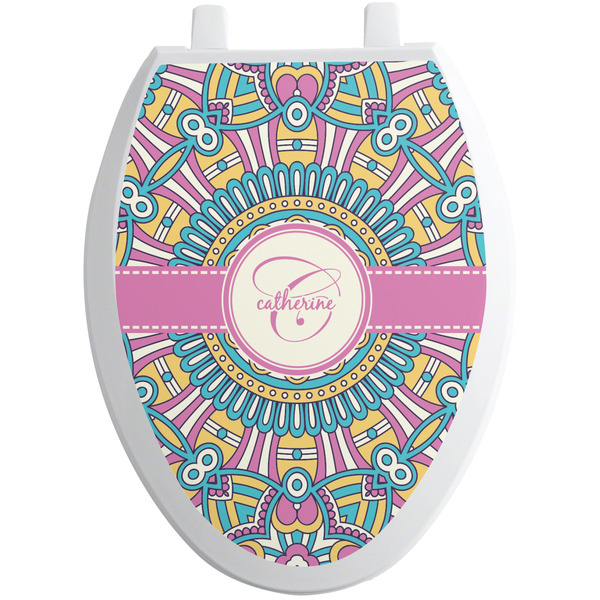 Custom Bohemian Art Toilet Seat Decal - Elongated (Personalized)