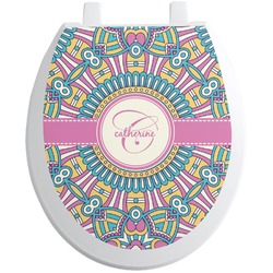 Bohemian Art Toilet Seat Decal - Round (Personalized)