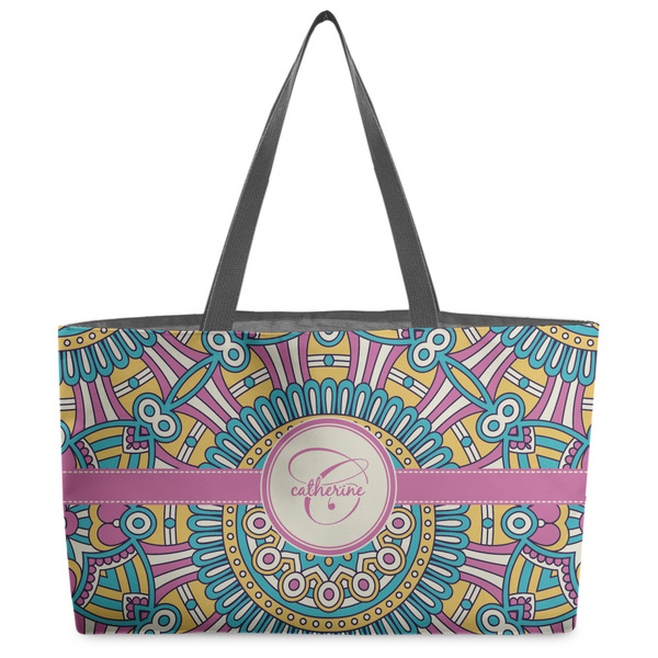 Custom Bohemian Art Beach Totes Bag - w/ Black Handles (Personalized)