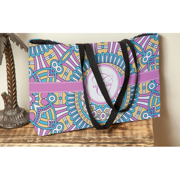 Bohemian Art Tote w/Black Handles - Lifestyle View