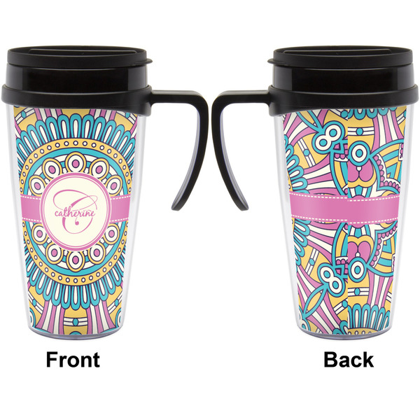 Bohemian Art Travel Mug with Black Handle - Approval