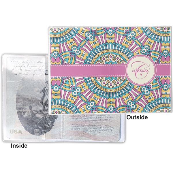 Bohemian Art Vinyl Passport Holder - Flat Front and Back