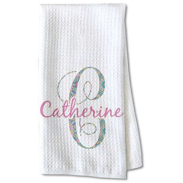 Custom Bohemian Art Kitchen Towel - Waffle Weave - Partial Print (Personalized)
