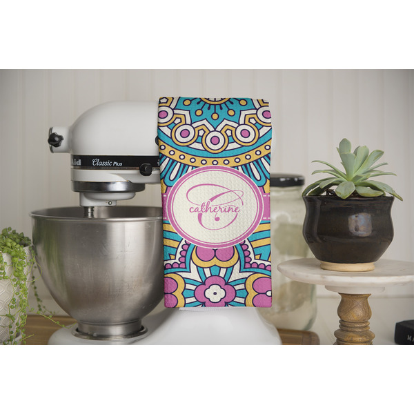 Bohemian Art Waffle Weave Towel - Full Color Print - Lifestyle Image