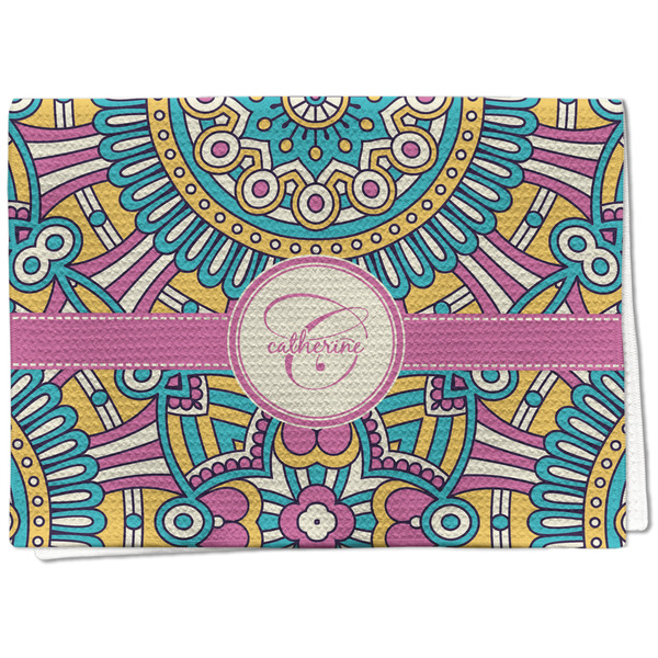 Custom Bohemian Art Kitchen Towel - Waffle Weave - Full Color Print (Personalized)