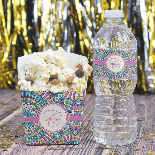 Bohemian Art Water Bottle Label - w/ Favor Box