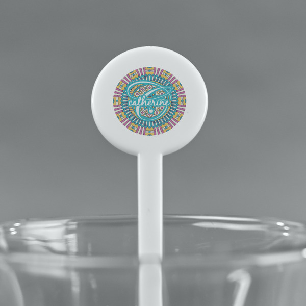Bohemian Art White Plastic 7" Stir Stick - Round - Main