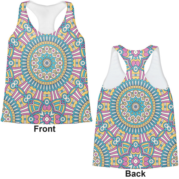 Bohemian Art Womens Racerback Tank Tops - Medium - Front and Back