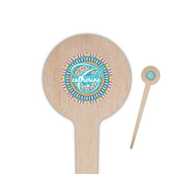Bohemian Art 4" Round Wooden Food Picks - Single Sided (Personalized)