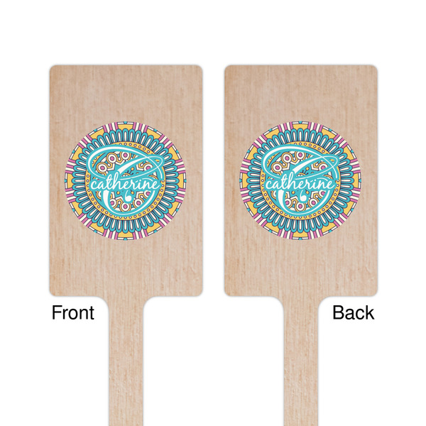 Bohemian Art Wooden 6.25" Stir Stick - Rectangular - Double Sided - Front & Back