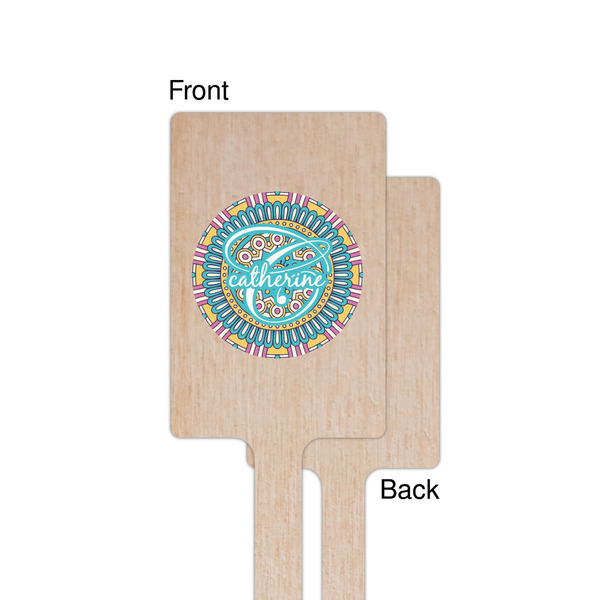 Bohemian Art Wooden 6.25" Stir Stick - Rectangular - Single - Front & Back