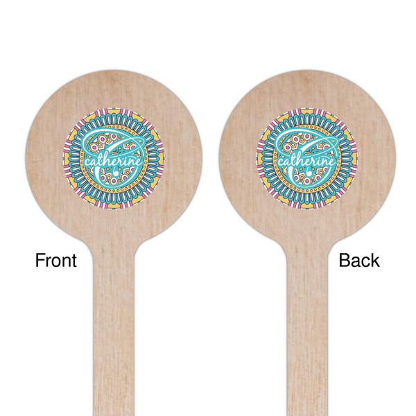 Bohemian Art Wooden 6" Stir Stick - Round - Double Sided - Front & Back